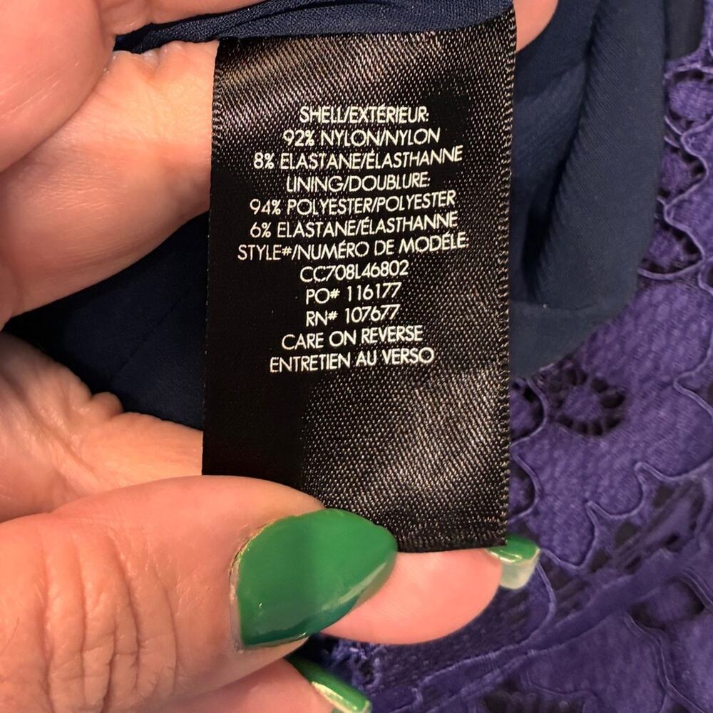 Alice + Olivia Navy Blue Lace Mariam Wise Leg Jumpsuit Sz 0 - Picture 6 of 11
